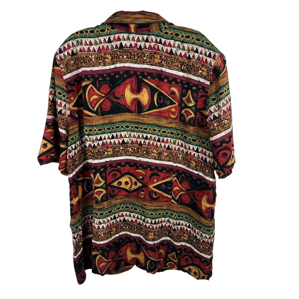 Studio C Button Down Tribal Short Sleeve Blouse - Picture 2 of 7